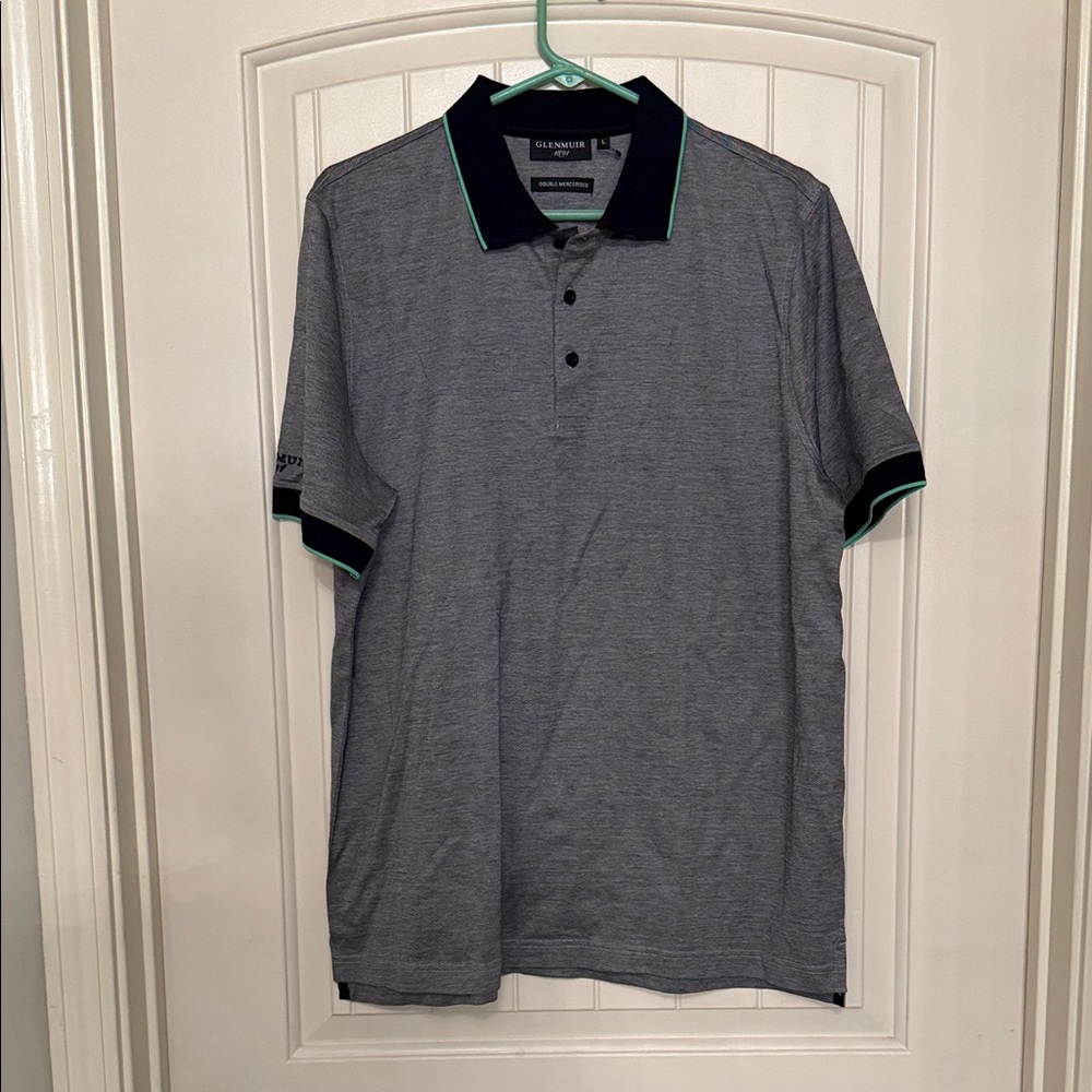 Charcoal Polo with Navy and Green Trim